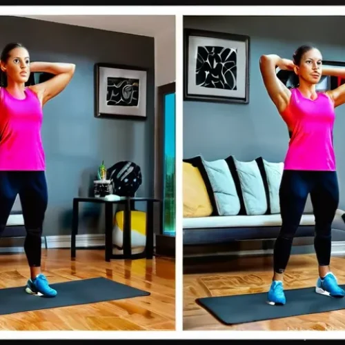 Home 22 홈트 운동 30일 변화 기록 - **Home Workout Transformation:** Focuses on the physical act of working out at home with minimal equ...